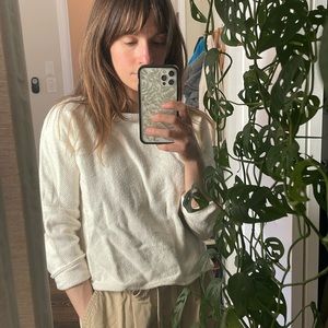 Twofold clothing cotton cropped sweater herringbone fabric XS